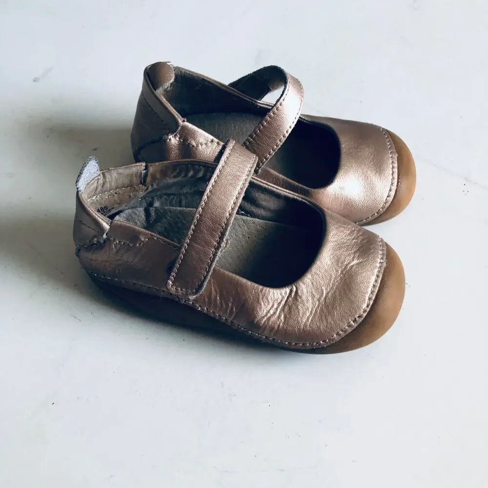 L'AMOUR 485 'Emily' Baby 7 Gold Leather Mary Jane Shoe